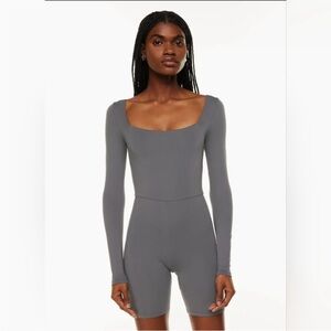 Aritzia Babaron Women's Long Sleeve Square Neck Romper - Gray Blue Large